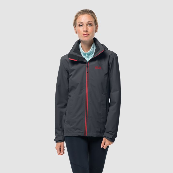 Chamarra Hardshell Jack Wolfskin Evandale Mujer Negros Claro Mexico-7312918